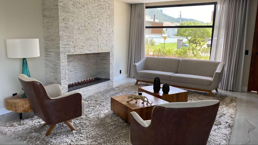 Exemplo de lareira de parede.