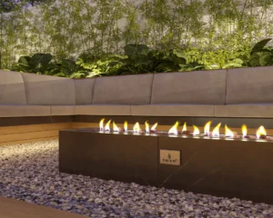 Lareira eficiente fire pit retangular